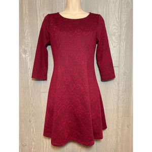 Everly Stretch Knit Burgundy Dress S